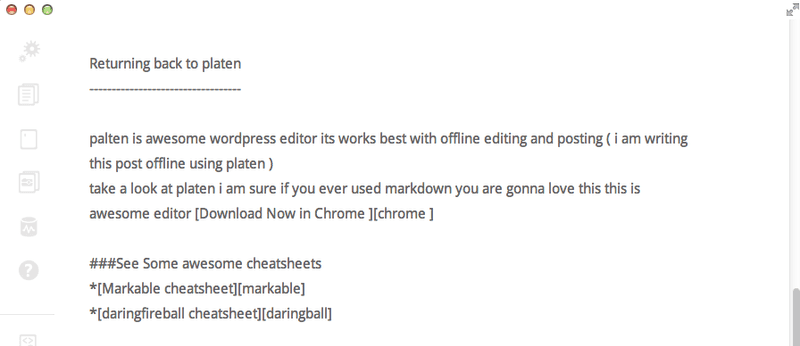 Platen Markdown WordPress Editor interface